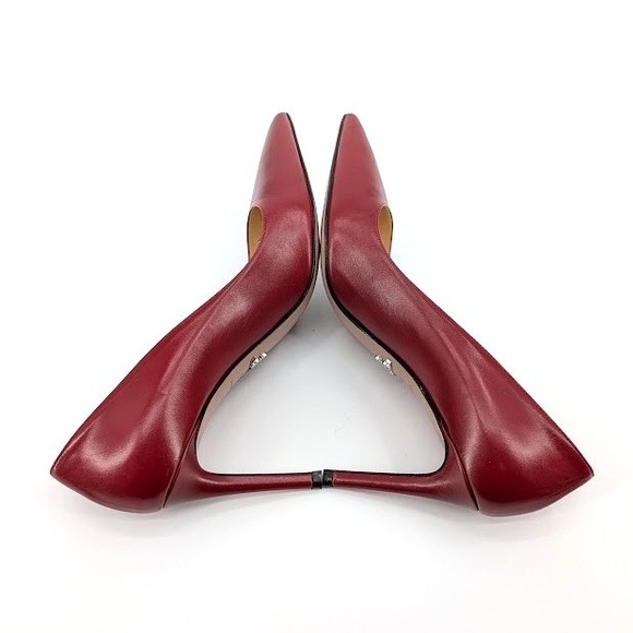 Prada Red Leather Pointed Toe Pumps Stiletto Heels Made in Italy Size 38.5 - Picture 5 of 9